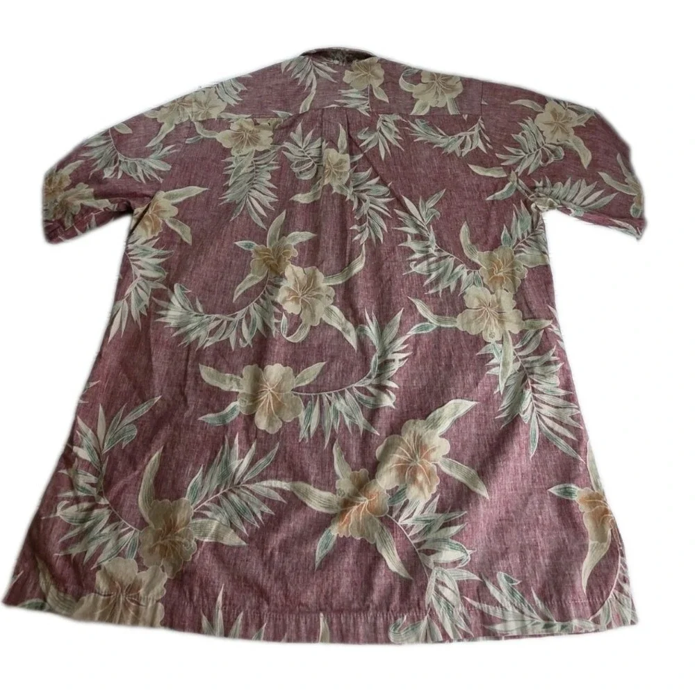 Cooke Street Honolulu Mens Aloha Shirt red Green Tropical Floral Cotton Medium